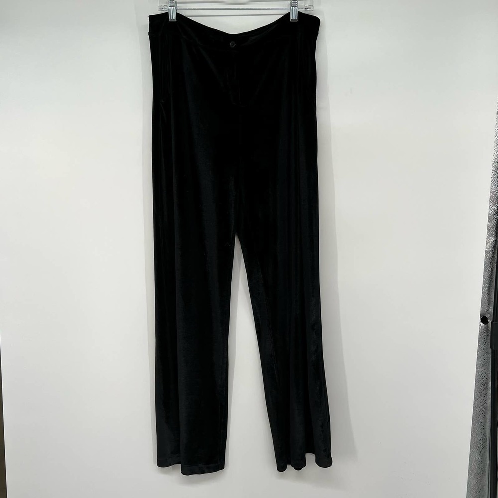 Almatrichi High Rise Velvet Pants Women's Sze XXL Black Wide Leg Stretch Relaxed